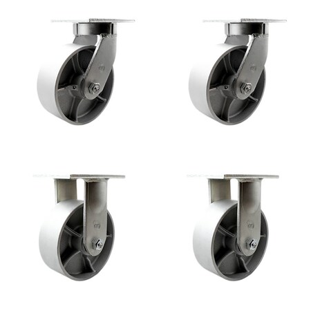 Service Caster 8'' Heavy Duty Semi Steel Cast Iron Caster Set 2 Swivel Locks 2 Rigid, 4PK CRAN-SCC-KP92S830-SSR-BSL-2-R-2